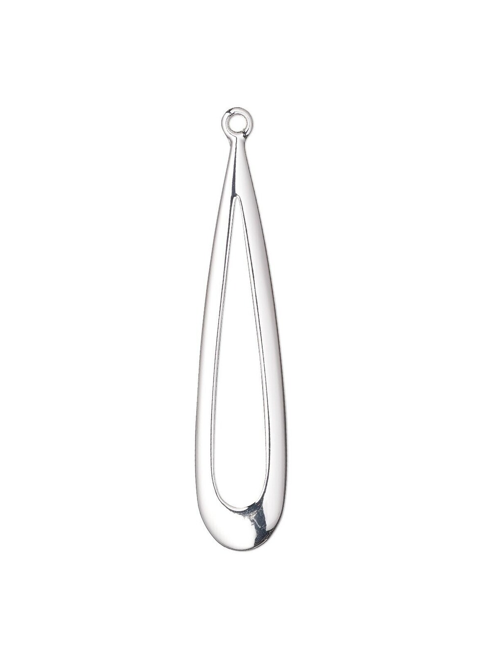Silver Plated Brass Avant Garde Mid Century Style Open Teardrop 47mm Pendant